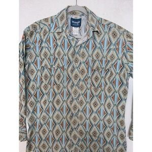 Wrangler Shirt Mens Medium Aztec Geometric Western Long Sleeve Snap Front